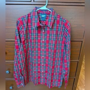 Lands And No Iron Red Tartan Shirt Size 14 Tall Brand New Without Tags
